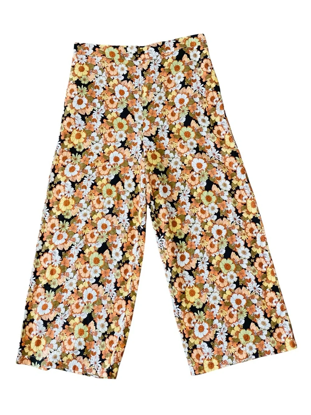 HAVER & BLAIR Floral Linen Cropped Wide Leg Pants